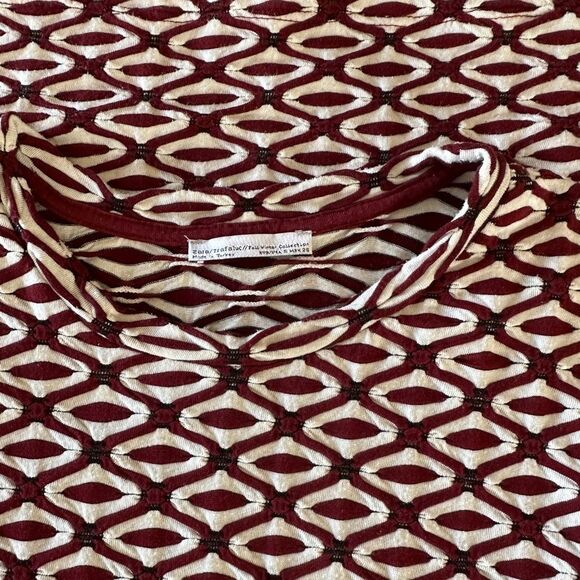 ZARA Printed Dress Dark Red & White Geometric Pattern Size Small - Picture 7 of 9